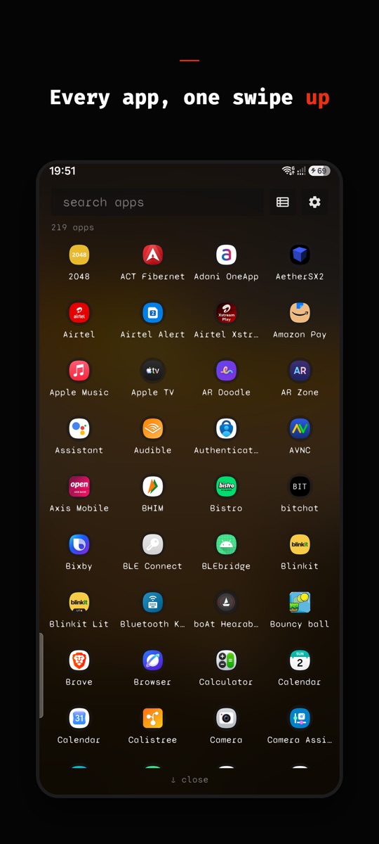 Searchable app list