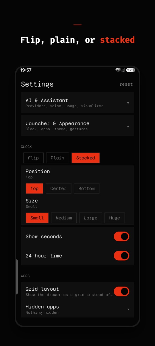 Clock style settings